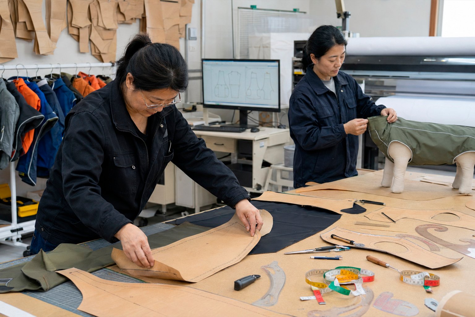 Pet apparel pattern maker developing a custom dog jacket