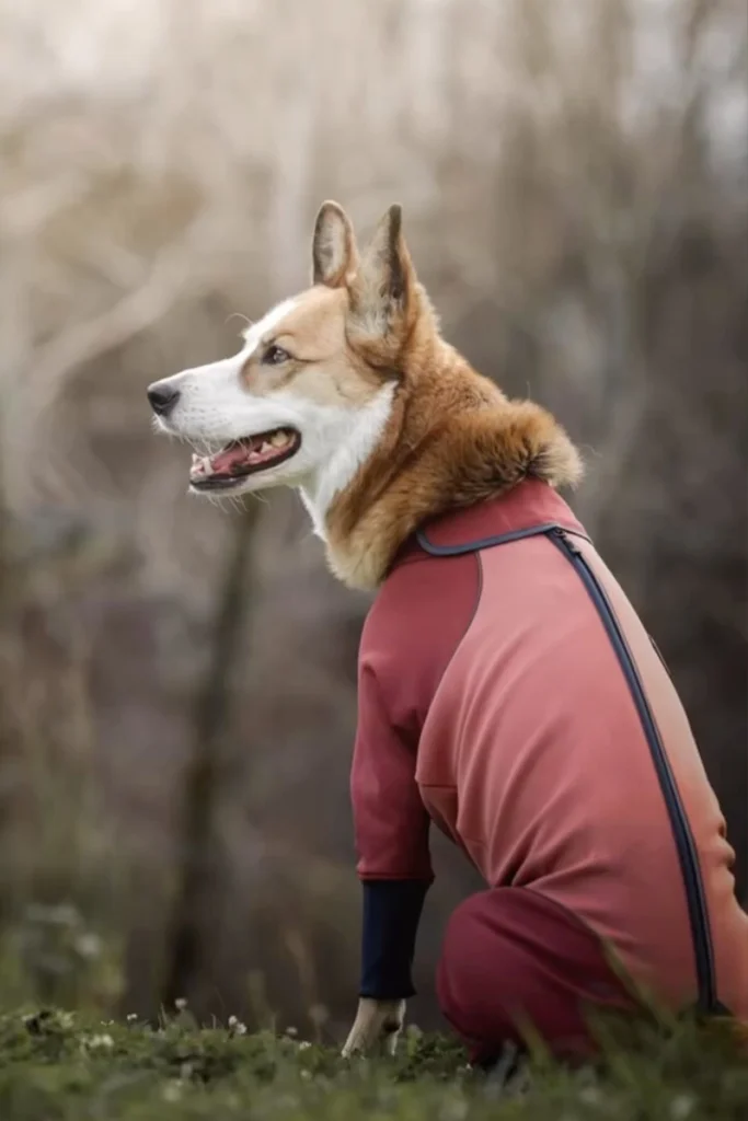 Functional pet apparel sample with outdoor-ready construction
